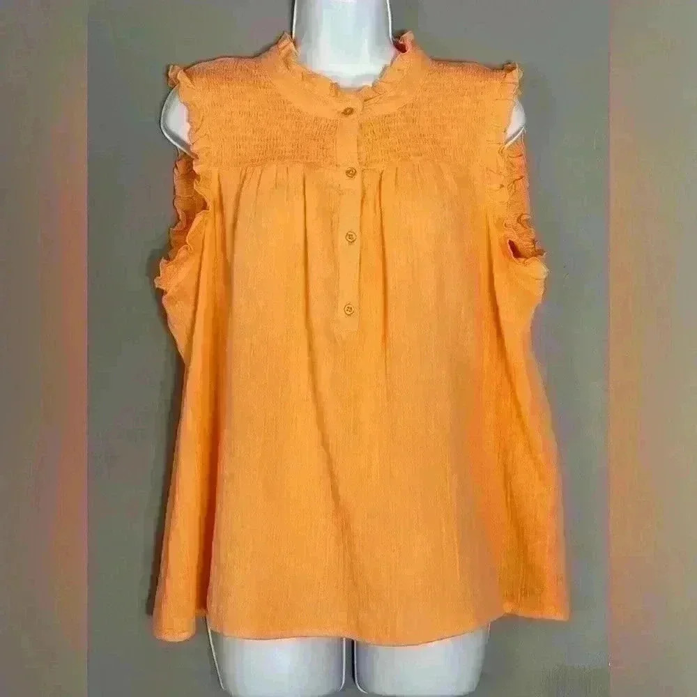 Studio West Women's Gauge Smocked Ruffle Neck Top (297)